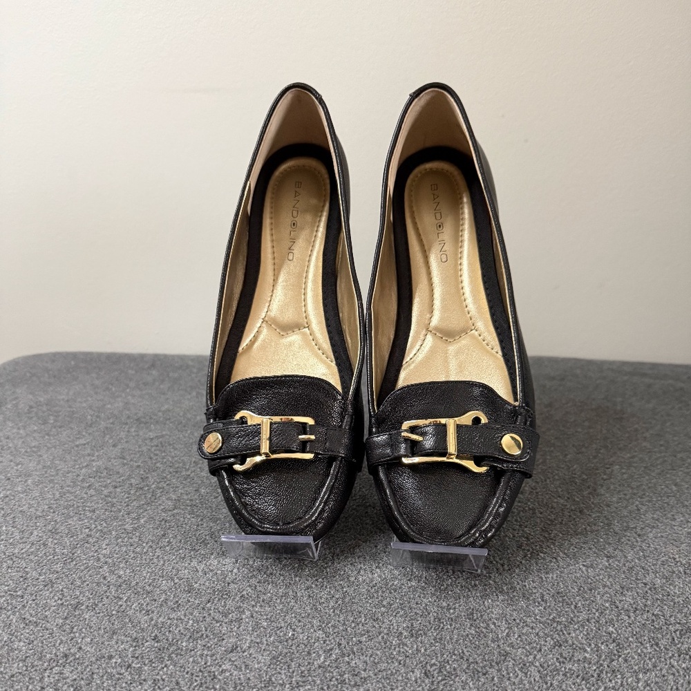 Bandolino Flats Black Leather Size 6 1/2 M